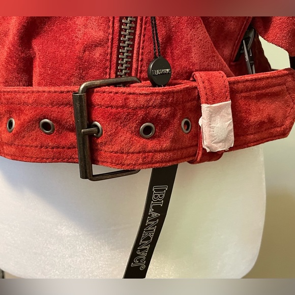 BLANK NYC GENUINE SUEDE RED BIKER JACKET, Size S - Picture 5 of 14